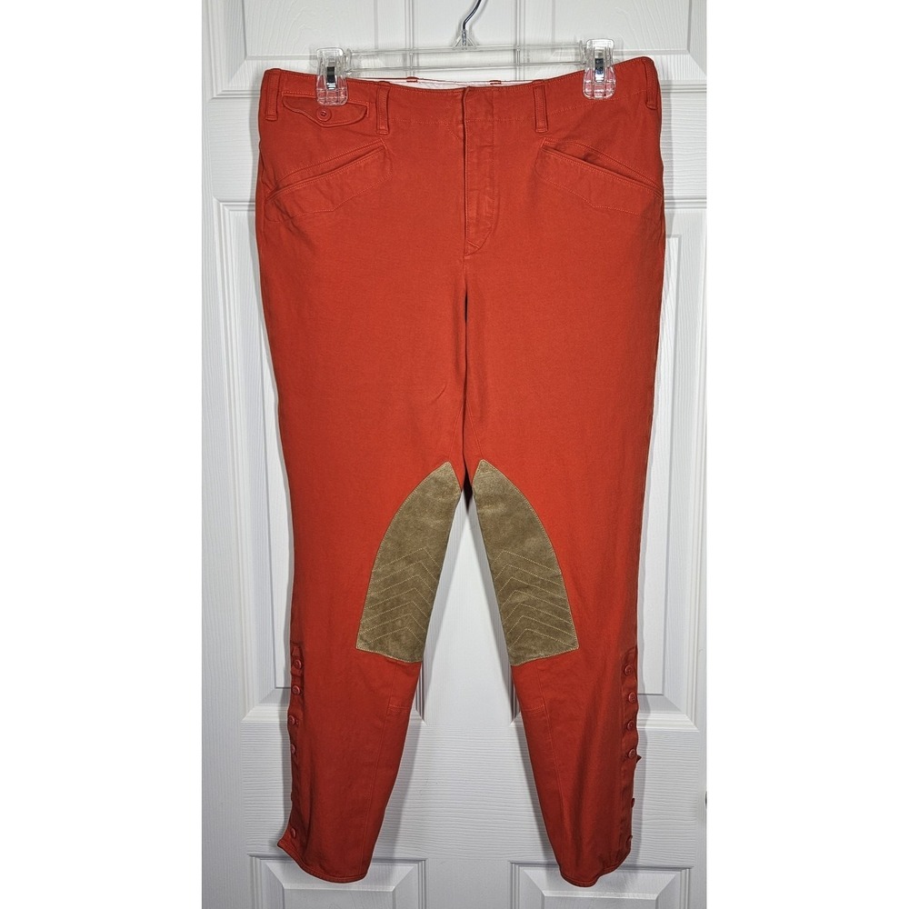 Ralph Lauren Jodhpur Riding Pants Women 12 Orange Knee Patch Equestrian Breeches